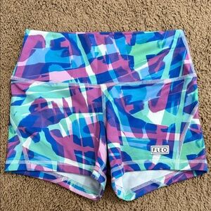 Fleo Women's Blue and Pink Athletic Shorts